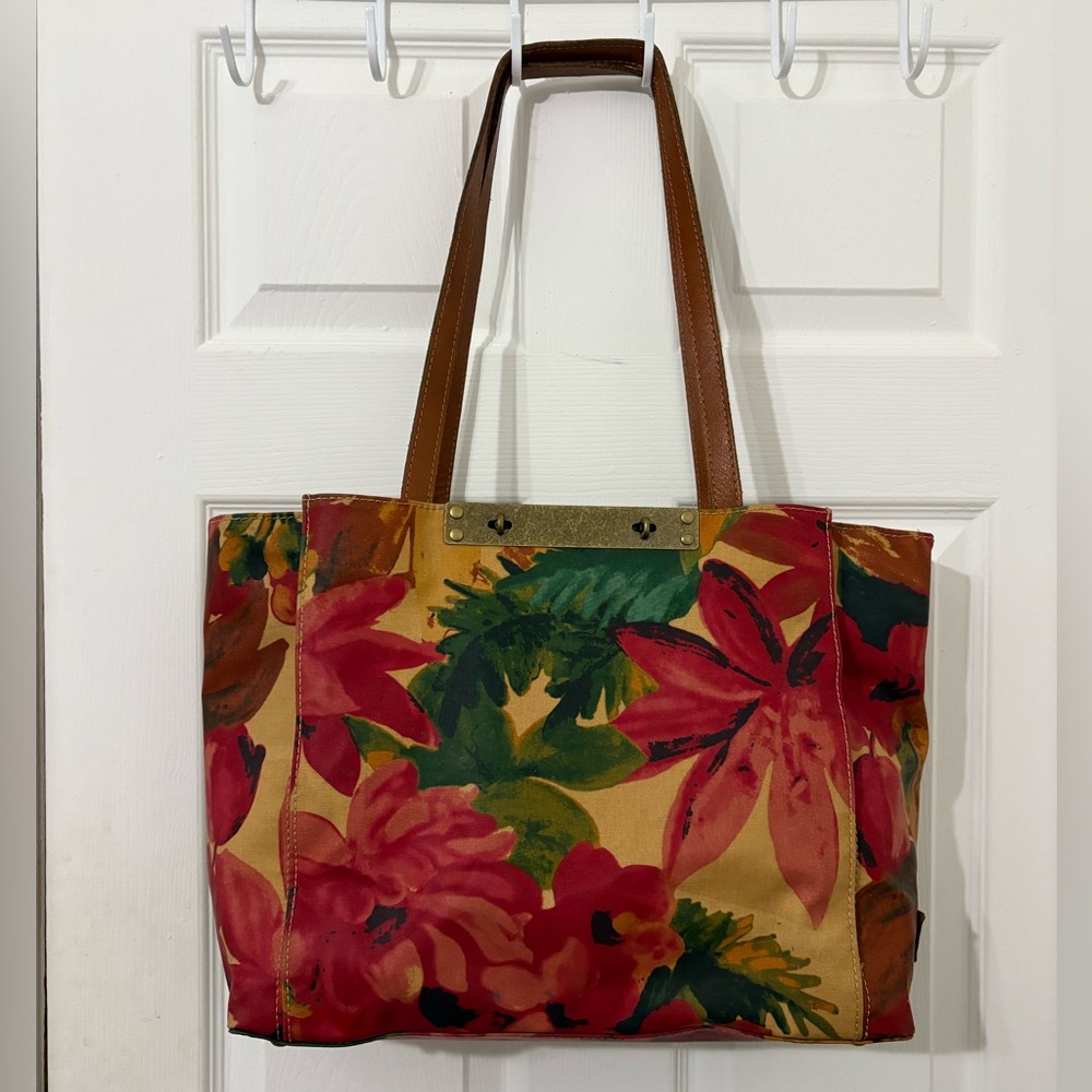 Patricia Nash printed linen canvas tote bag